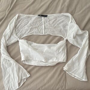 Zara White Sheer Women's Top